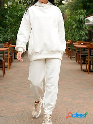 Casual Loose Solid Color Sweatshirt Hooded Suit