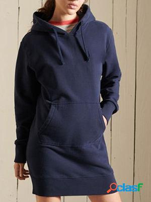 Casual Loose Solid Color Thickened Hooded Long Sleeve Short