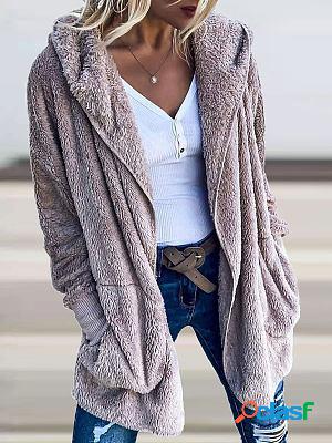 Casual Loose Zip Plush Cardigan Hooded Coat