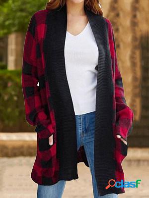 Casual Plaid Loose Long Sleeve Cardigan