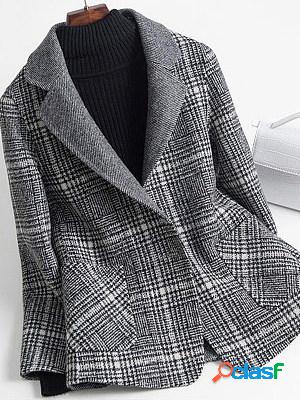Casual Plaid Woolen Coat