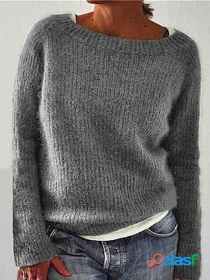 Casual Round Neck Long Sleeve Loose Sweater