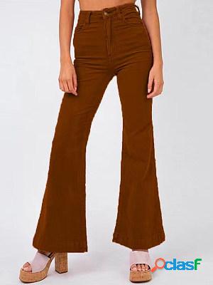 Casual Solid Color Corduroy Pants