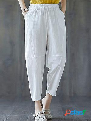 Casual Solid Color Cropped Pants