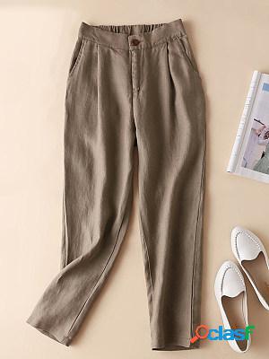 Casual Solid Color Cropped Suit Pants
