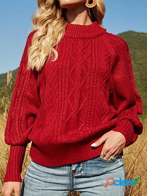 Casual Solid Color Half Turtleneck Long Sleeve Sweater