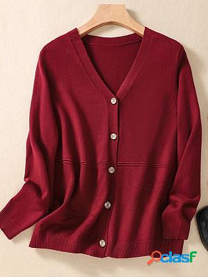 Casual Solid Color Long Sleeve Sweater Cardigan