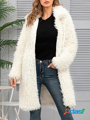 Casual Solid Color Plush Thermal Coat