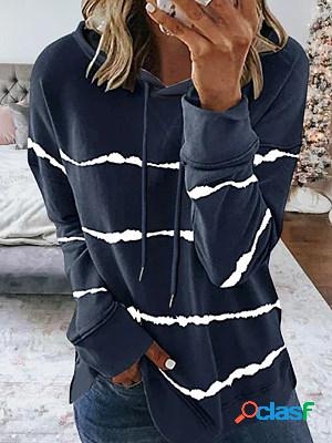 Casual Striped Hooded Long Sleeve Sweatshirt