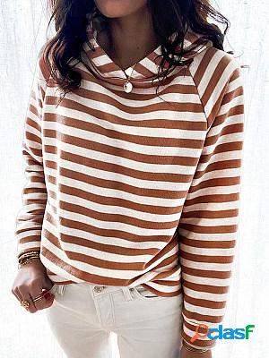Casual Striped Hooded Long-Sleeved Sweatshirt