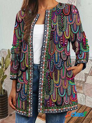 Casual Vintage Ethnic Print Long Sleeve Jacket