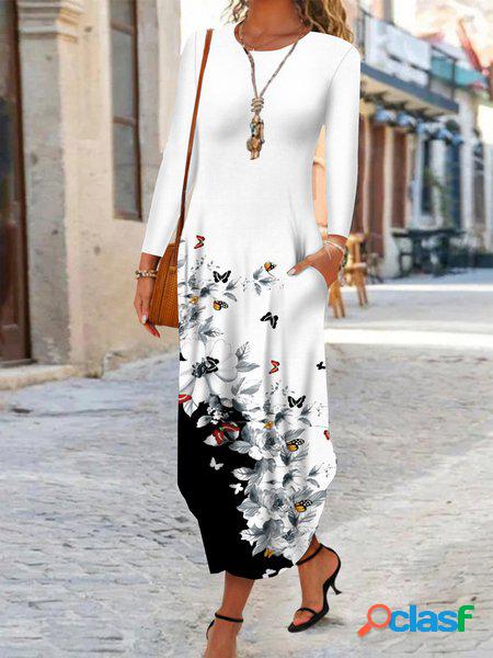 Casuale Floreale Jersey Abiti Vestiti