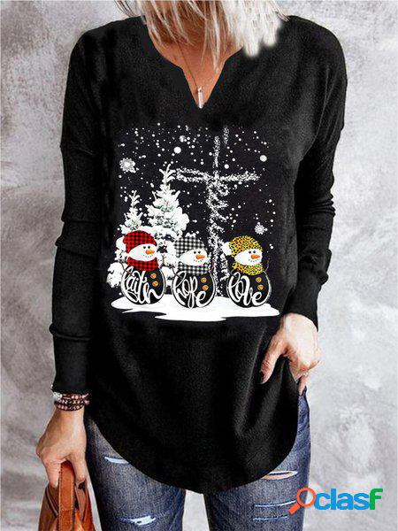 Casuale Jersey Natale Pupazzo di neve T-shirt