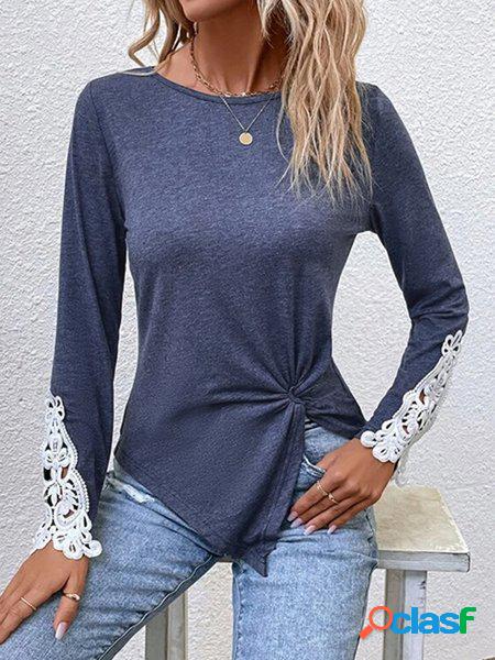 Casuale Tinta unita Girocollo tunica T-shirt