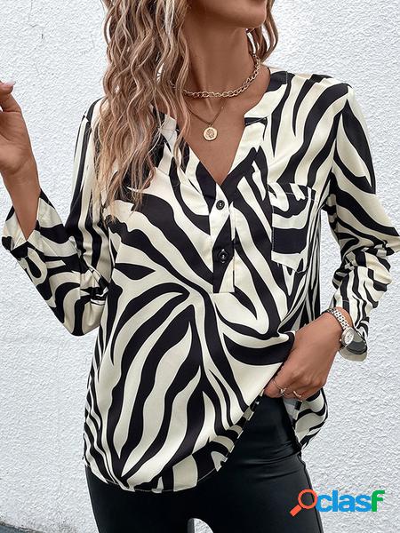 Casuale Zebra Regolare In forma Camicetta