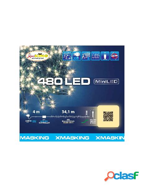 Catena tlg 480 miniled bianco caldo 3mm controller 8g timer