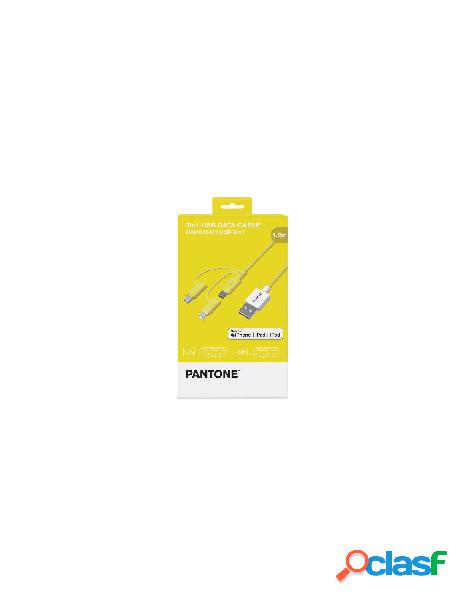 Celly pantone 3-in-1 yellow micro-usb-usbc - lightning cable