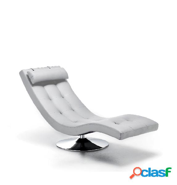 Chaise longue design in ecopelle colore bianco