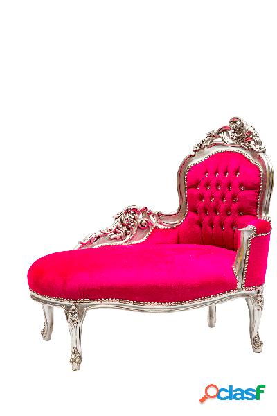 Chaise longue divanetto barocco in legno color argento