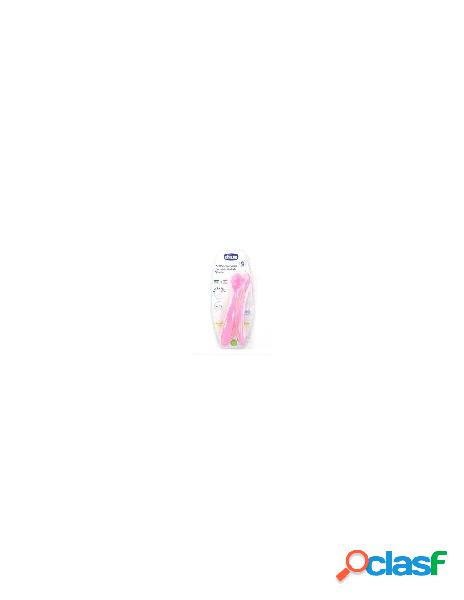 Chicco cucchiaio silicone 6m+ 2pz rosa