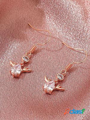 Christmas Sweet And Cute Crystal Fawn Earrings