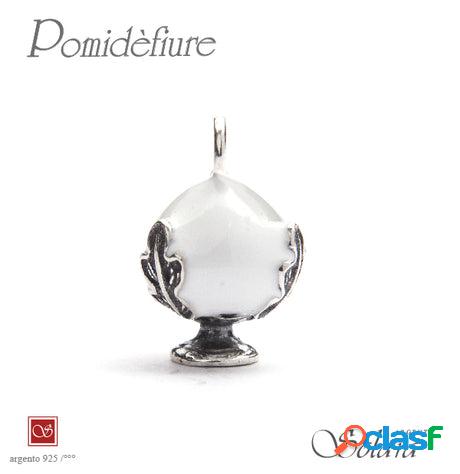 Ciondolo Pomidèfiure in argento 925% smaltato bianco 16mm -