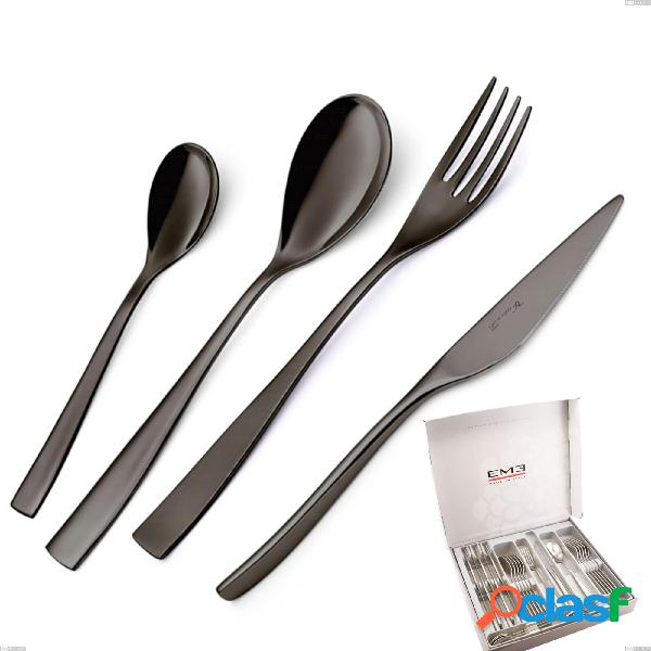 Cofanetto 24 pezzi EtoIle PVD Black, Acciaio 18/10 lucido,