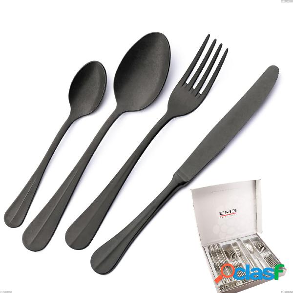 Cofanetto 24 pezzi Royal Retrò PVD Black, Acciaio inox