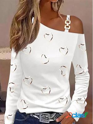 Cold Shoulder Printed Long Sleeves T-shirt