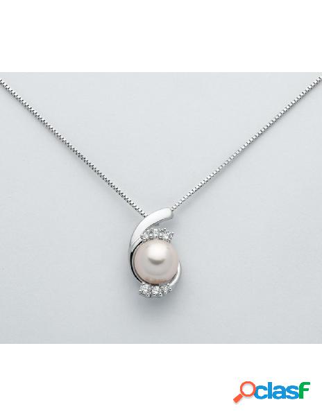 Collana MILUNA oro bianco 18kt con perla e diamanti PCL6056
