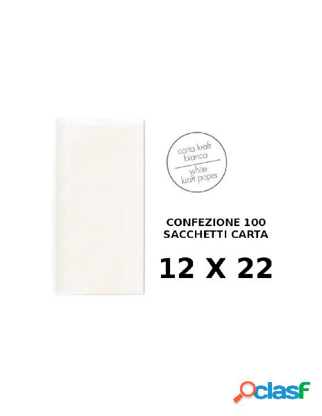 Confezione 100 sacchetti di carta misura 12x22 colore bianco