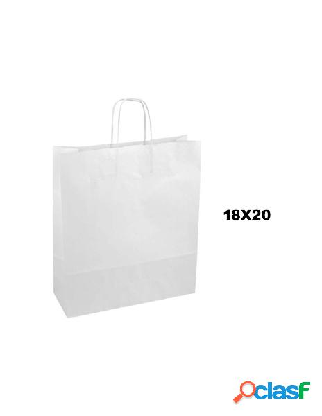 Confezione 25 shoppers in carta colore bianco formato 18x20