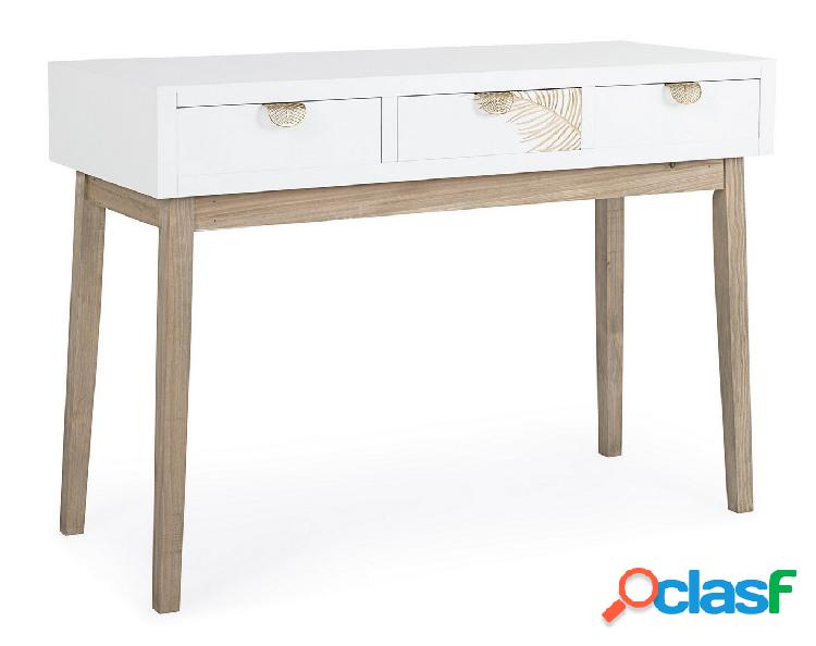 Consolle da ingresso con 3 cassetti in legno bianco e