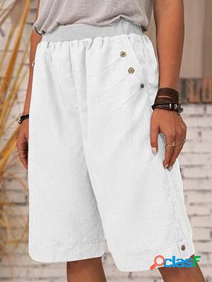 Cotton Linen Solid Color Casual Straight Pants