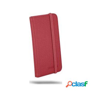 Cover rossa flip universale per smartphone fino a 4"
