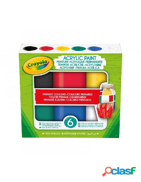 Crayola - set 6 tempere acriliche colori primari