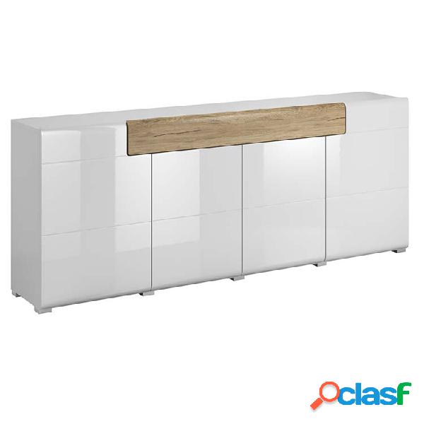 Credenza Tahiti 4 ante 1 cassetto bianco lucido rovere