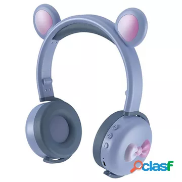 Cuffie Bluetooth Bear Ear BK7 con LED - blu