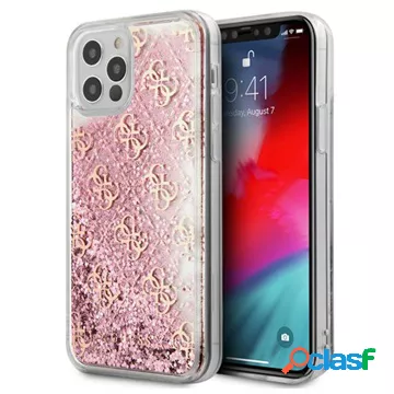 Custodia ibrida Guess 4G Liquid Glitter per iPhone 12 Pro