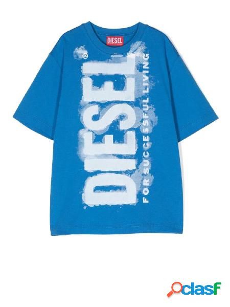 DIESEL T-shirt con maxi logo Azzurro