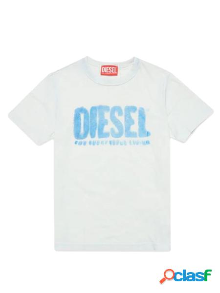 DIESEL T-shirt manica corta con logo Bianco/Celeste