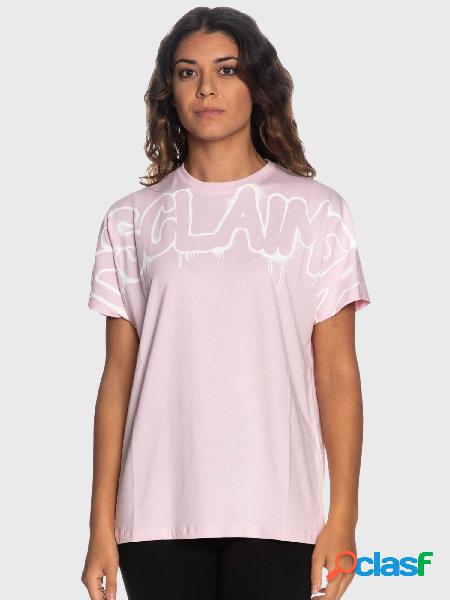 DISCLAIMER T-shirt a maniche corte con logo Rosa/Bianco