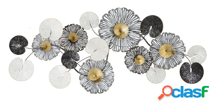 Decorazione a parete design moderno con fiori in metallo 3D
