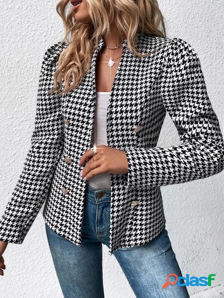 Di lana Houndstooth Casuale Giacca