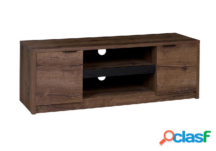 Didier - Porta tv in legno moderno con ante laterali e vani