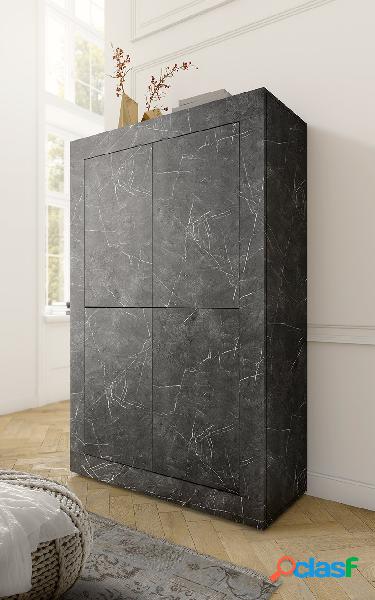 Diliana - Madia alta credenza 4 ante moderna in legno marmo