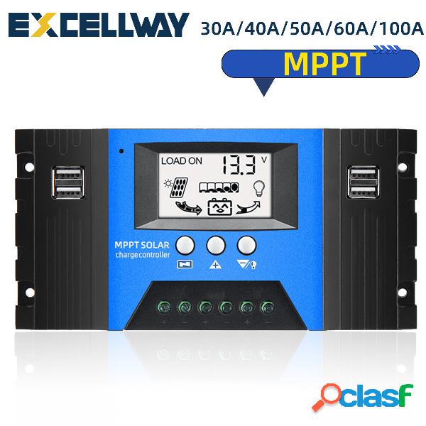 EXCELLWAY 30/40/50/60/100A MPPT solare Regolatore LCD solare