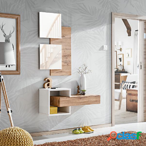 Ebriana - Composizione da ingresso con specchio bianco opaco