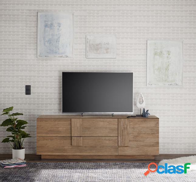 Edipo - Mobile living porta tv con anta e cassetti in legno