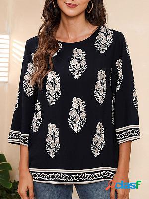 Elegant And Dignified Artistic Flower Print Loose Long